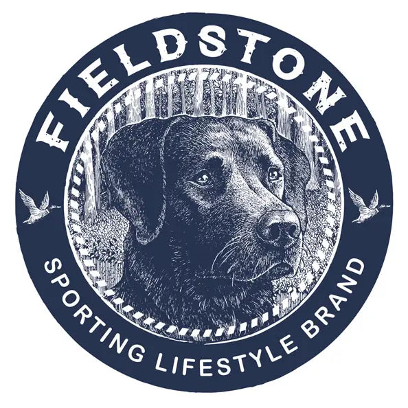Round Fieldstone Brand Sticker with Labrador