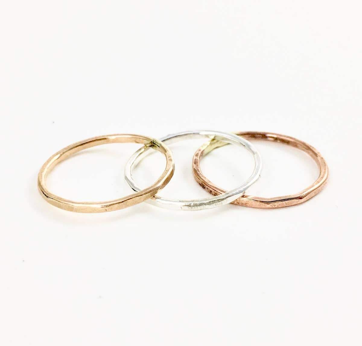 Handmade Hammered Stacking Ring in Yellow Gold Fill | Fruit of the Vine Boutique 
