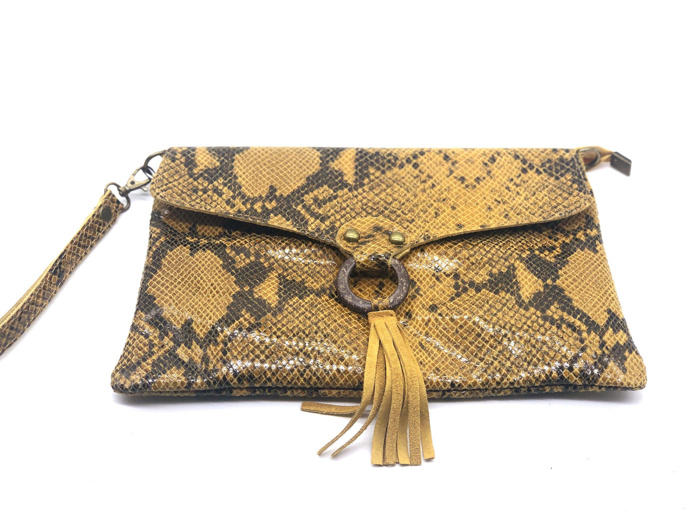 German Fuentes Snakeskin Envelope Tassel Handbags | Fruit of the Vine Boutique 