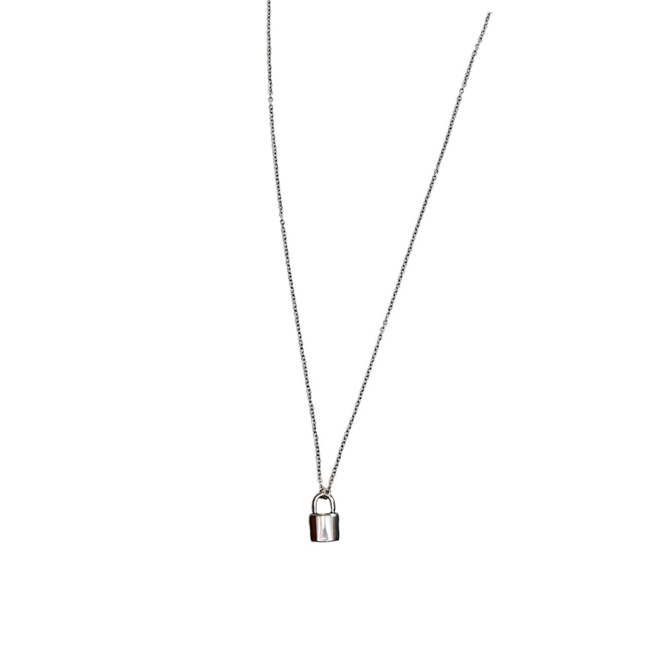 Silver  padlock charm necklace