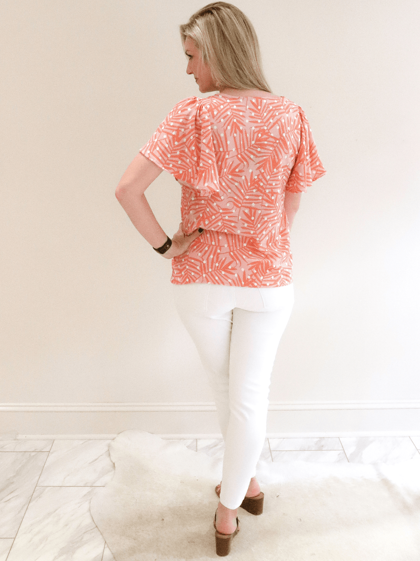 Michelle McDowell Pretty Palm Pink Paisley Top back view.