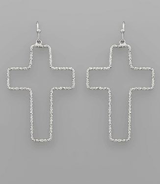 Textured Cross Outline Earrings | Fruit of the Vine Boutique 