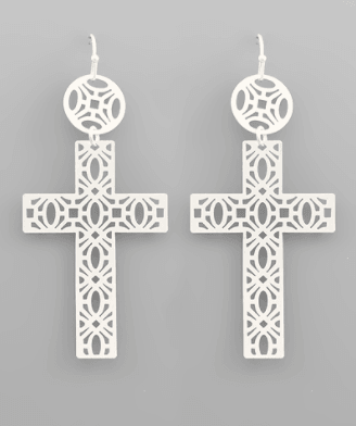 Filigree Disc and Cross Earrings | Fruit of the Vine Boutique 