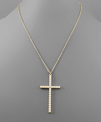Delicate Pearl Cross Necklace | Fruit of the Vine Boutique 