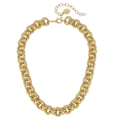 Gold double link chain necklace