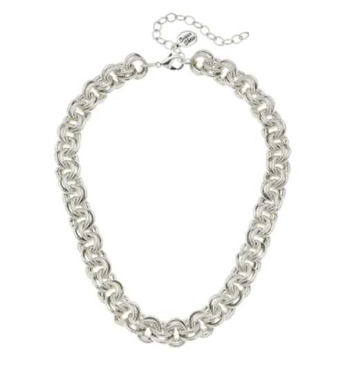 Silver double link chain necklace