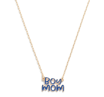 Enamel "Boy Mom" Pendant Necklace