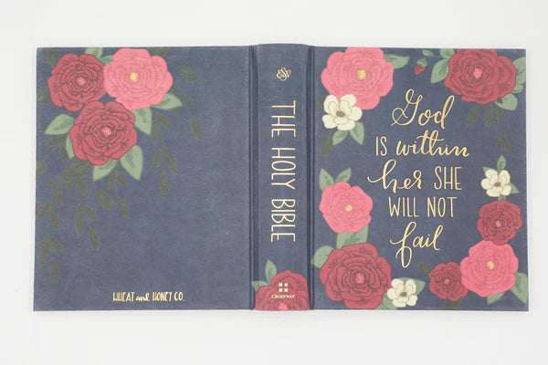 Wheat and Honey Co. - God Is Within Her, ESV Journaling Bible | Fruit of the Vine Boutique - Front and back view.