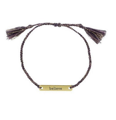 Believe braided thread bracelet