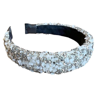 Silver and white stone embellished headband.