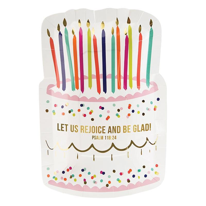 Birthday cake with candles plate with scripture