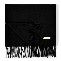 Black fringe end blanket scarf