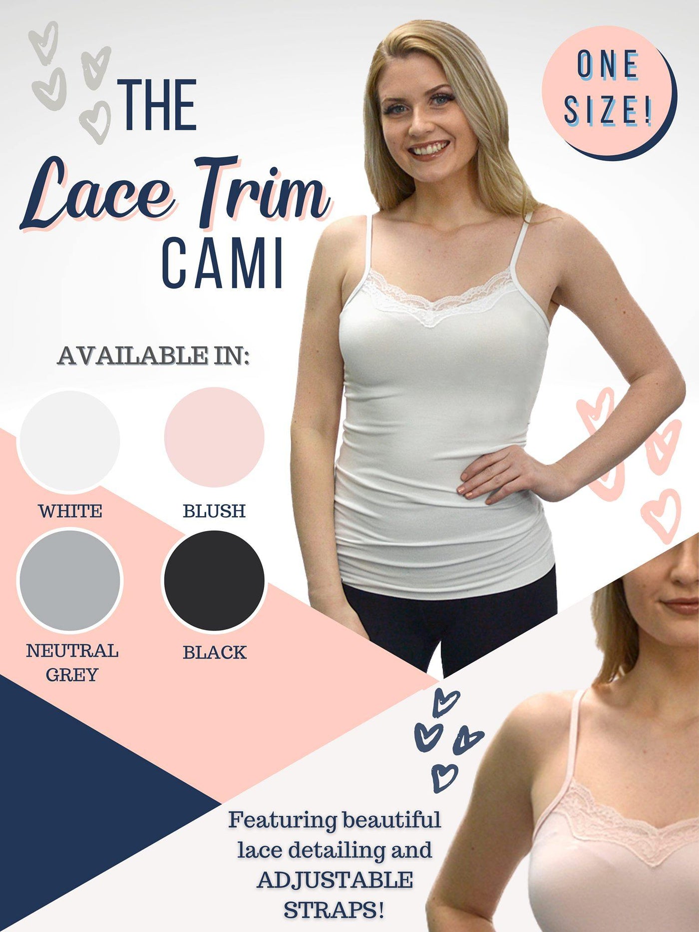 Basic Cami with Lace | Fruit of the Vine Boutique 