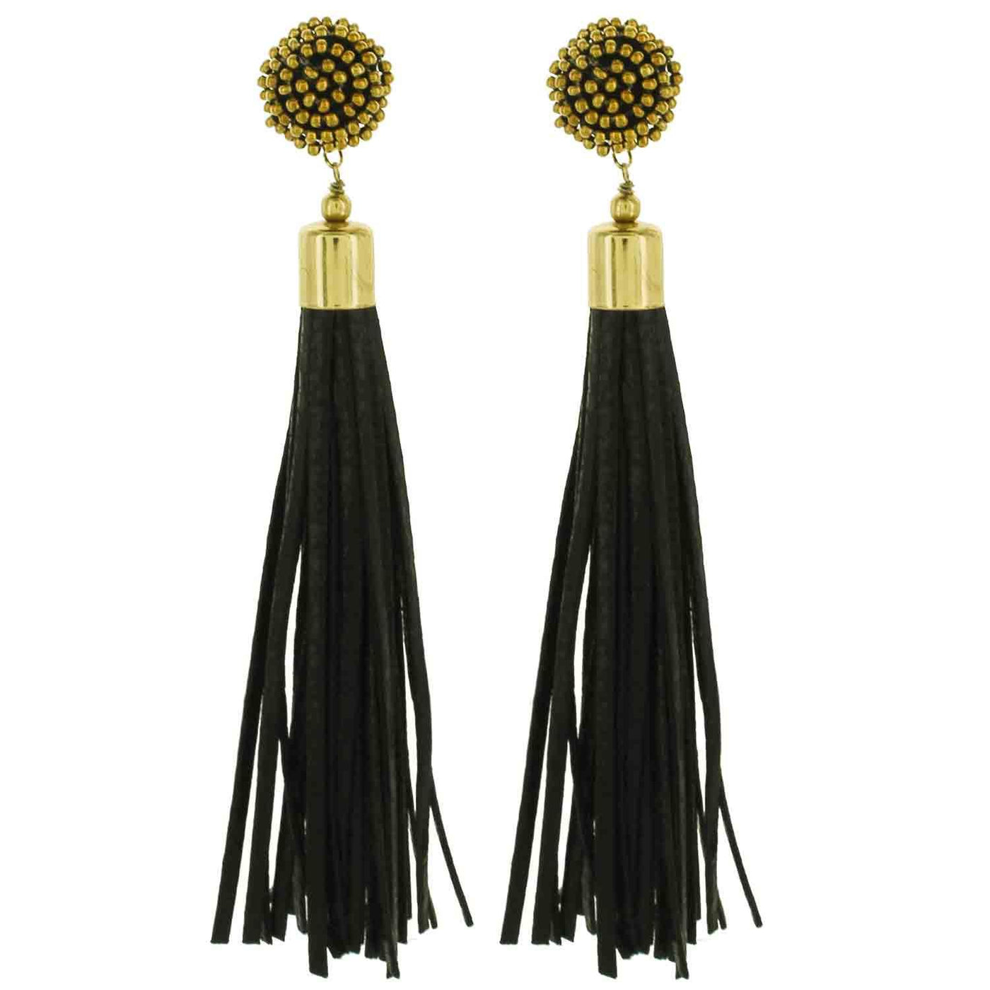 Black Textured Leather Earrings | Fruit of the Vine Boutique 