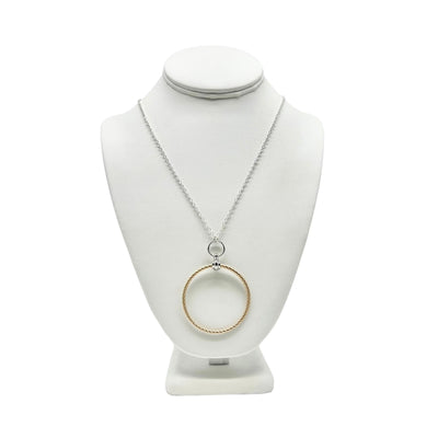 Dimpled Circular Pendant Chain Link Necklace