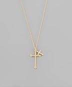 Double cross charm necklace front view.