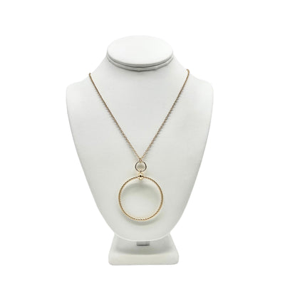 Dimpled Circular Pendant Chain Link Necklace