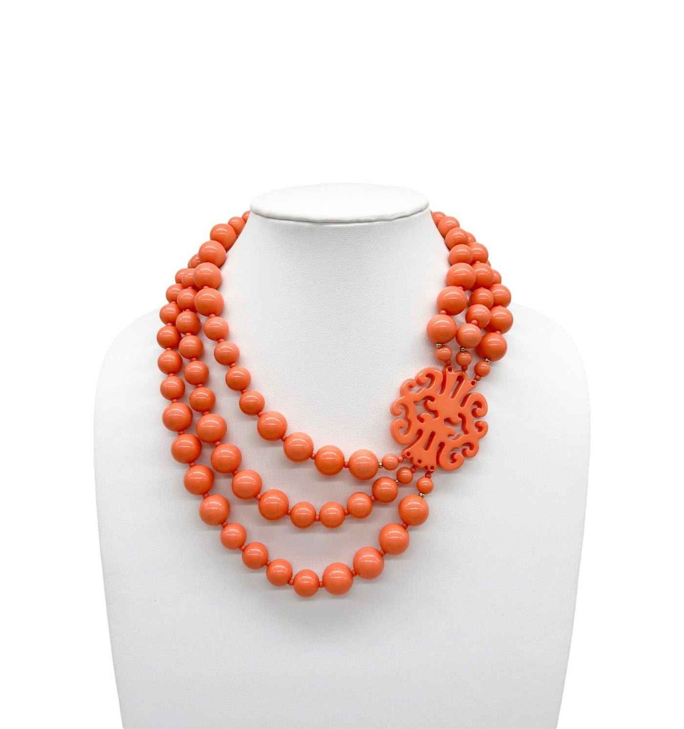 Coral Beaded Uptown Swirl Necklace | Fruit of the Vine Boutique 