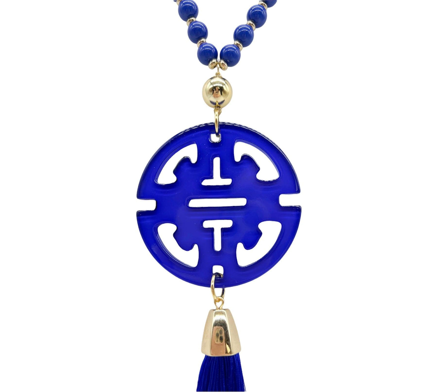 Cobalt blue resin pendant necklace