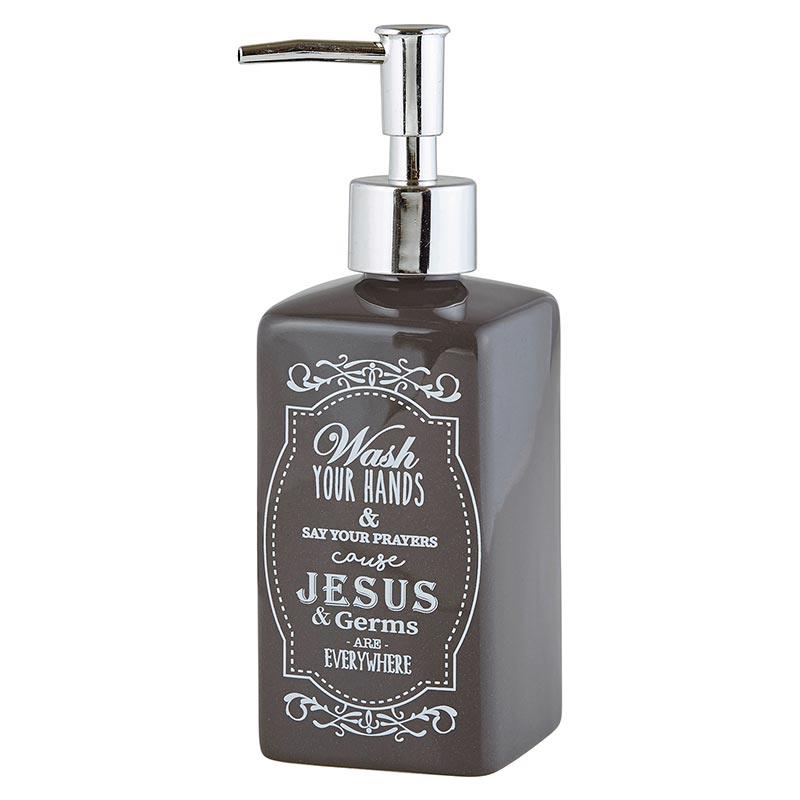 Jesus and germs are everywhere decorative soap dispenser