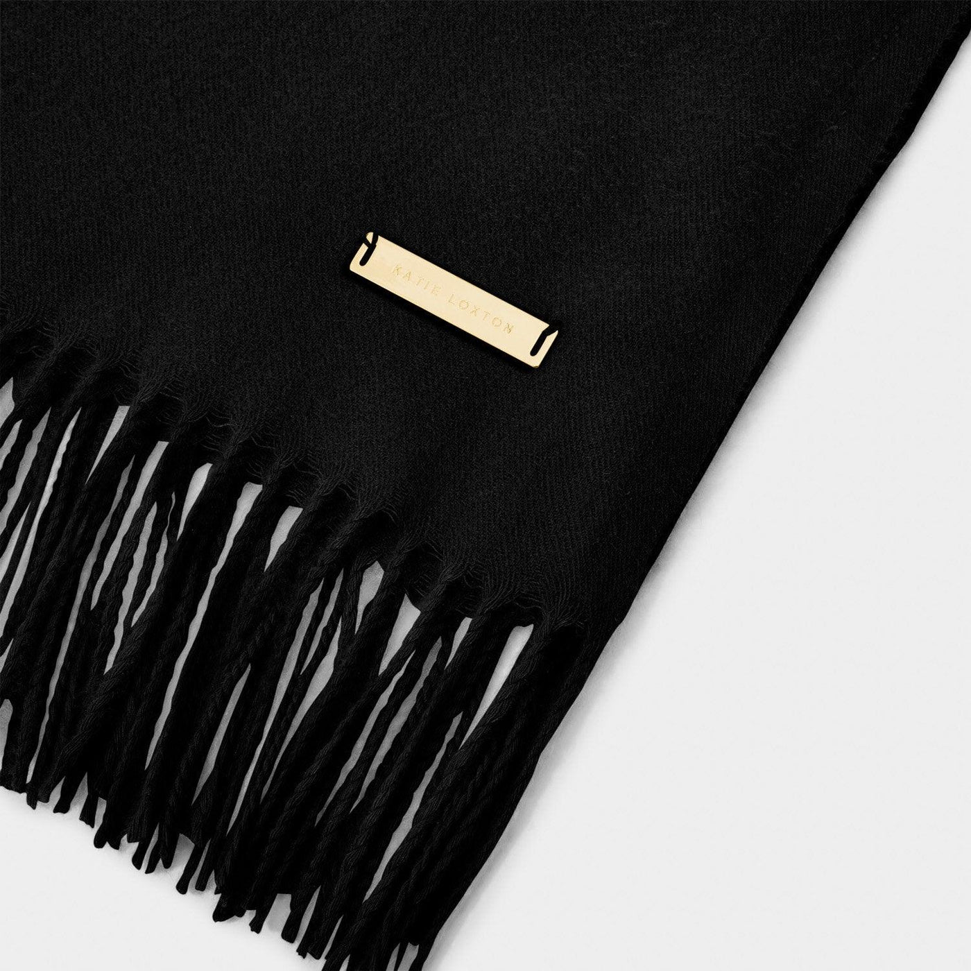 Black blanket scarf with Katie Loxton emblem 