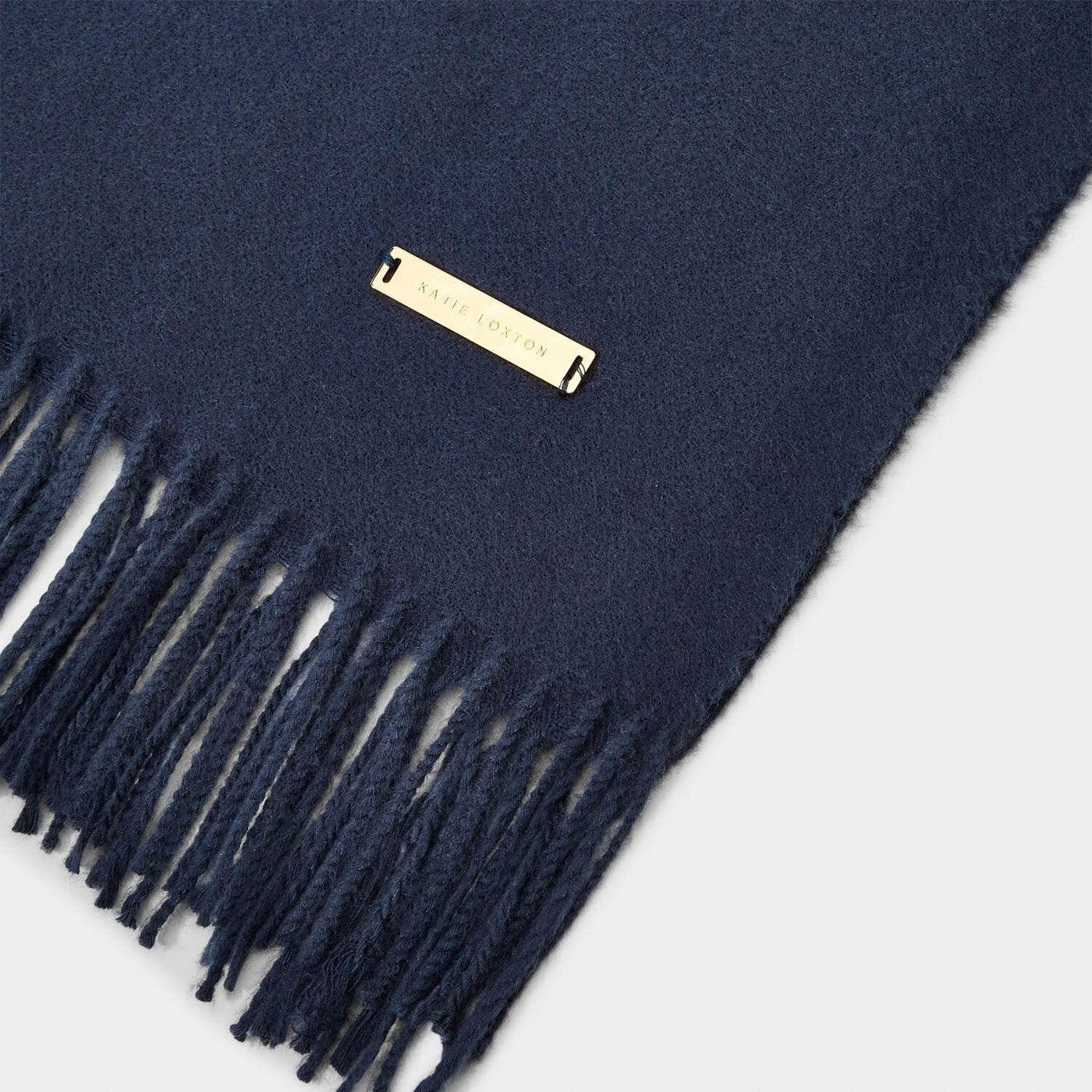 Navy blanket scarf with Katie Loxton emblem 
