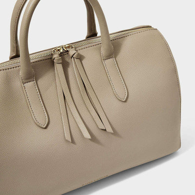 Light taupe handbag with 2 carrying handle
