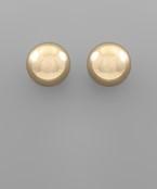18 mm puff ball studs in gold, front view.