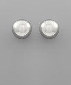 18 mm puff ball studs in silver, front view.