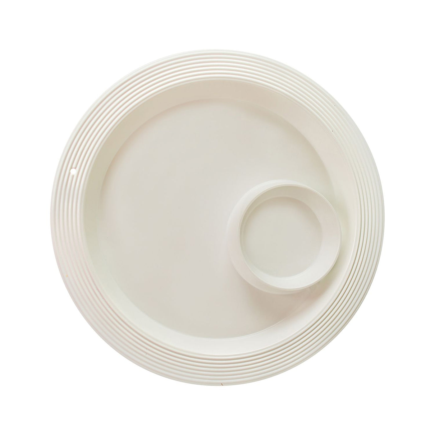 White melamine chip and dip plate