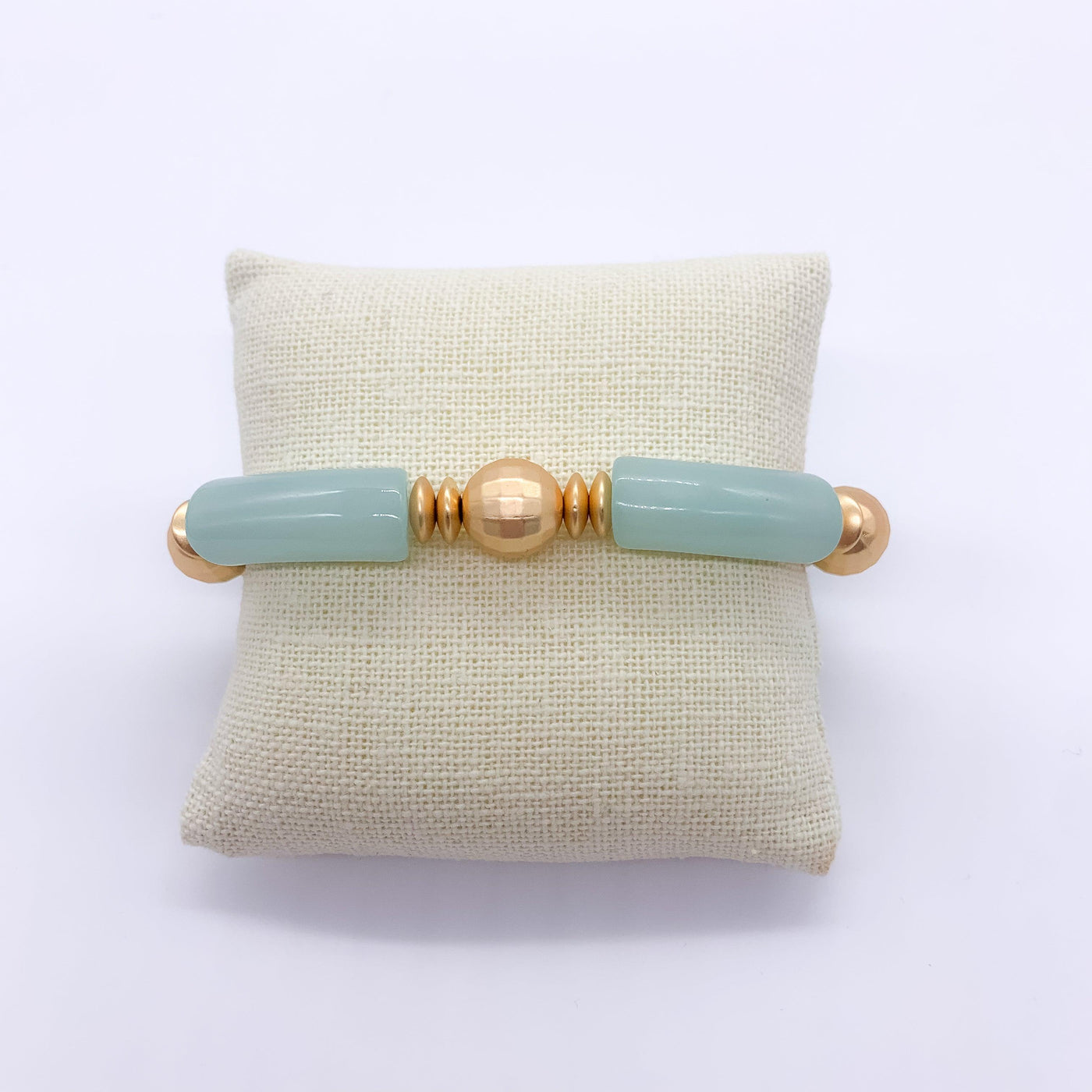 Acrylic Bamboo and Gold Bead Stretch Bracelets | Fruit of the Vine Boutique 