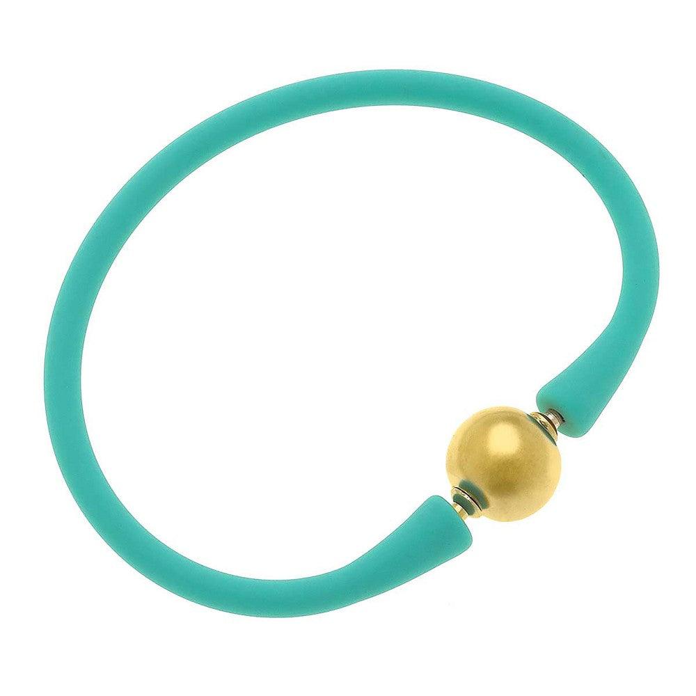 Mint teal and gold bead bali bracelet