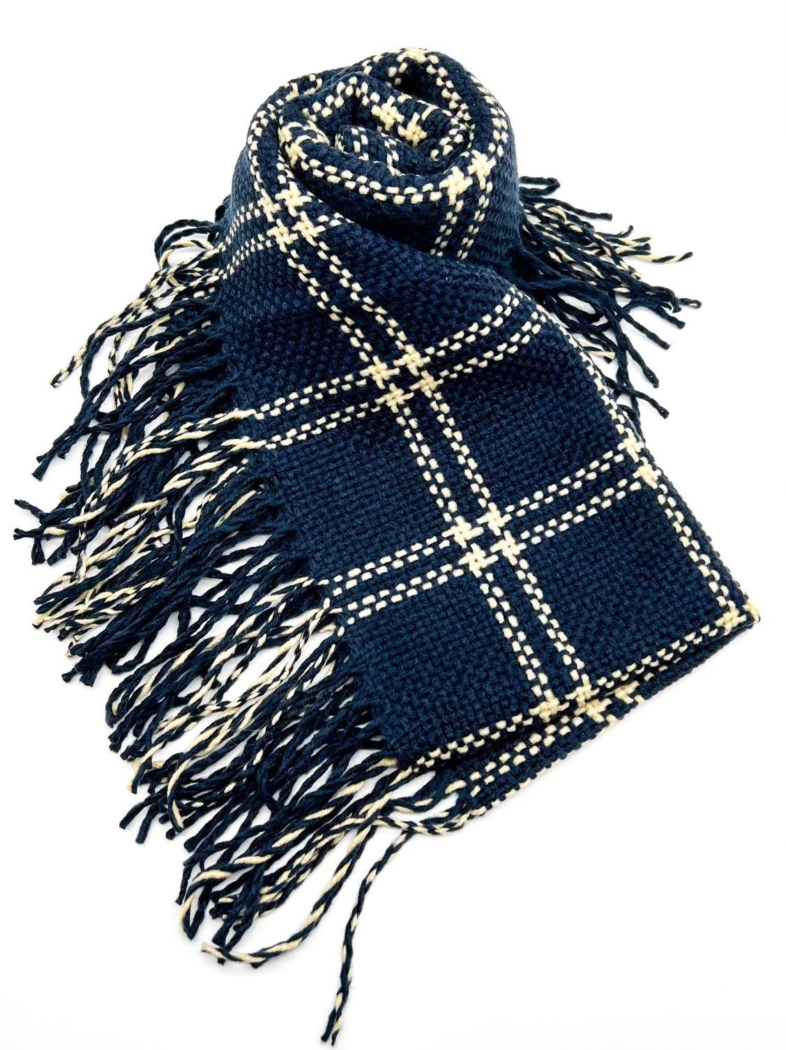 Navy fringe infinity scarf