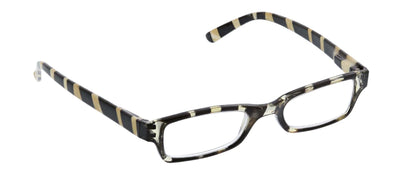 Thin square frame readers with black and yellow stripes