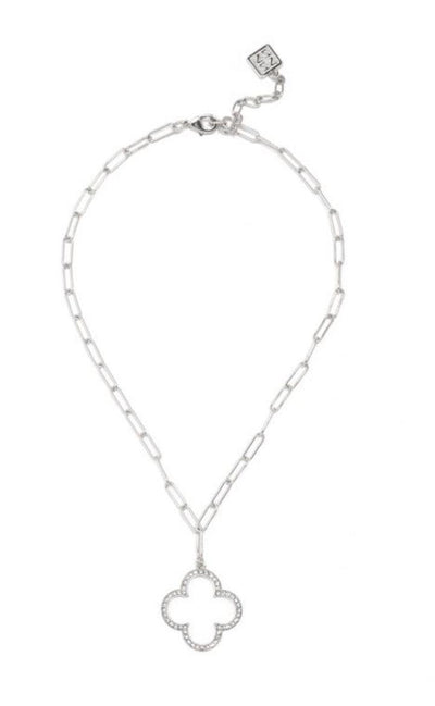 Quatrefoil Pave Charm Collar Necklace | Fruit of the Vine Boutique 