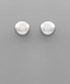 15 mm puff ball studs in silver, front view.