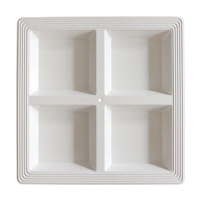 White melamine square sectioned platter