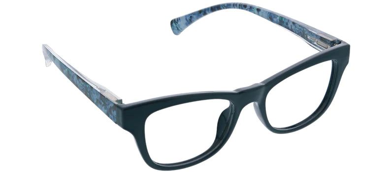 Blue square rounded frames with floral arms