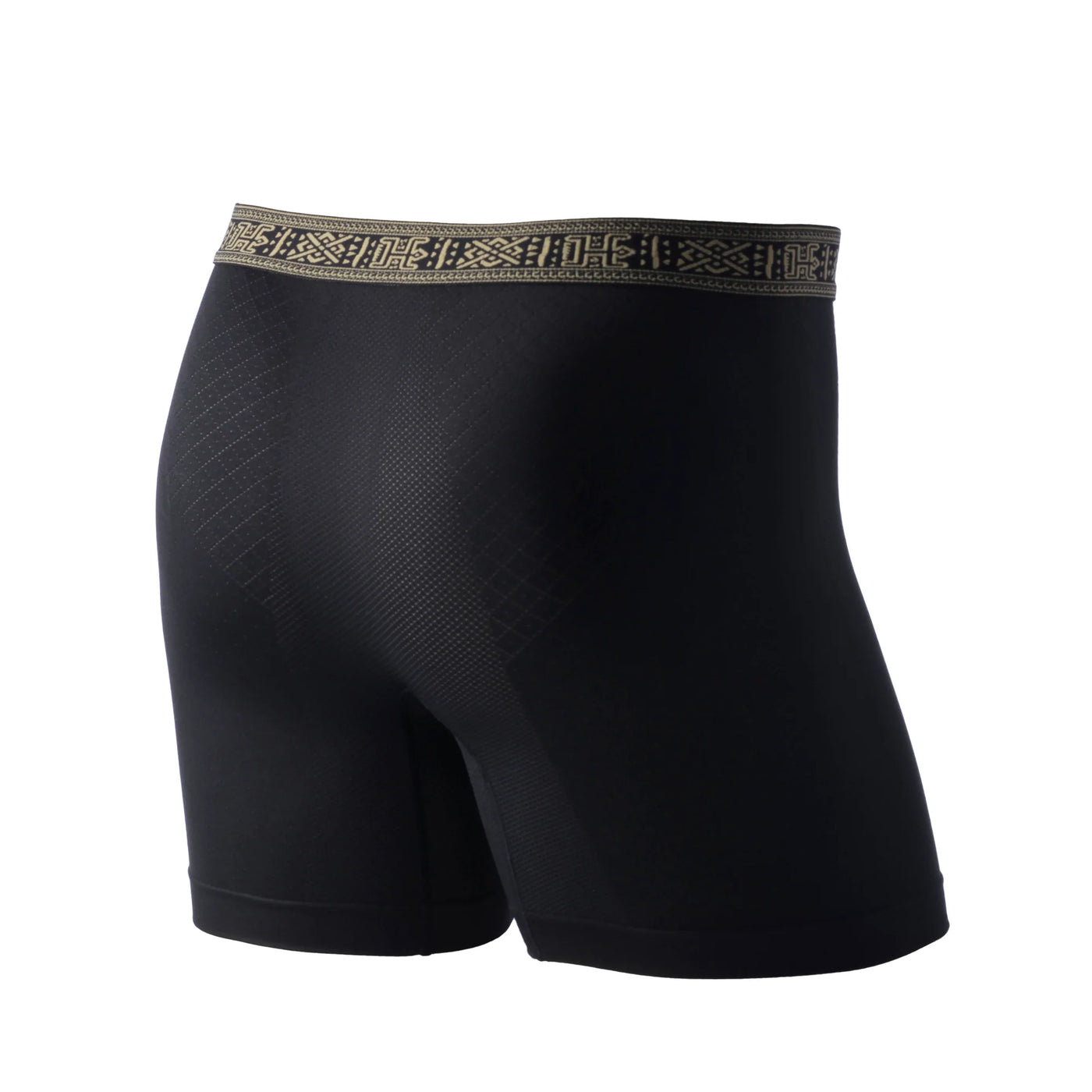 Back view of B\black boxer briefs with embroidered black and gold waistband