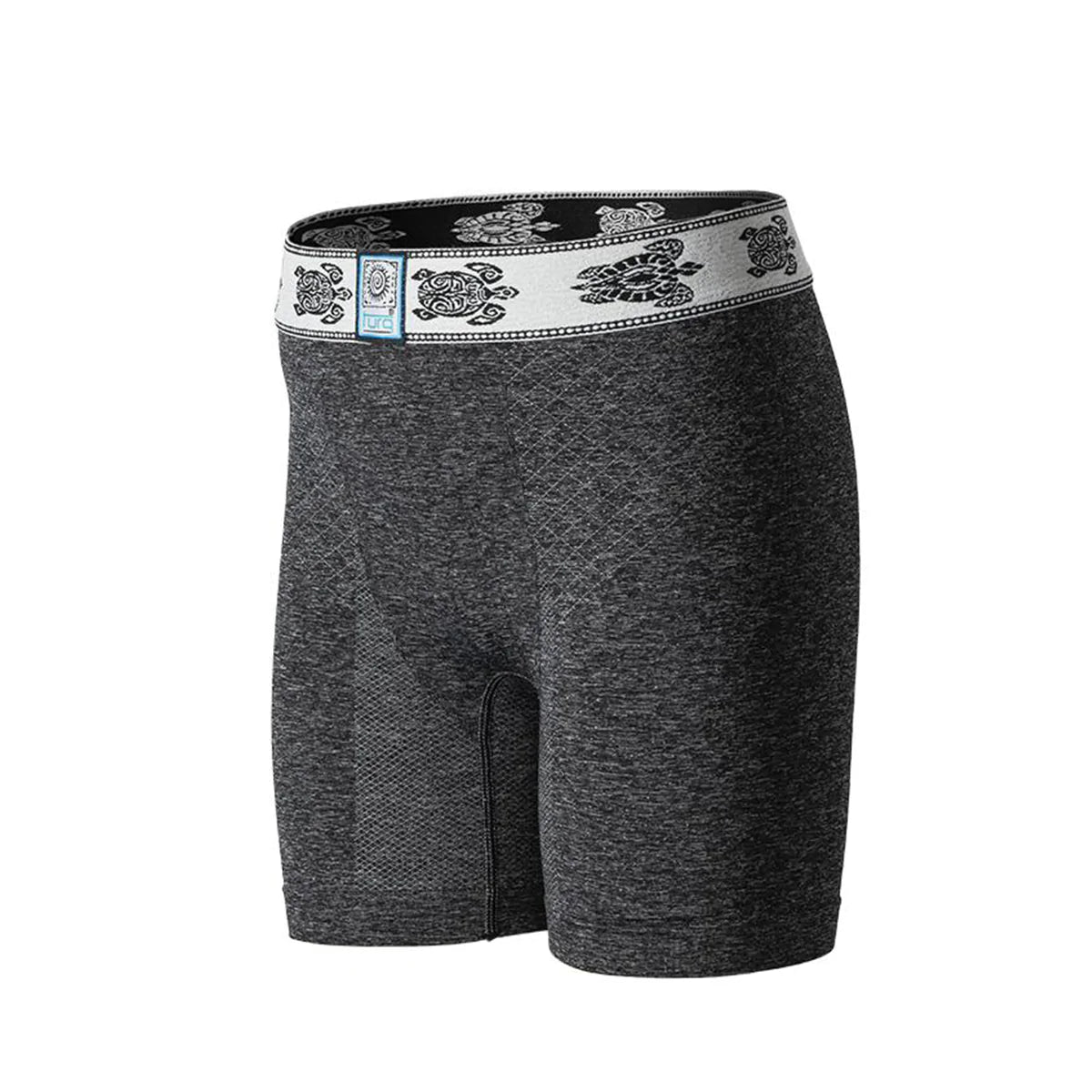 TURQ boxer briefs in crushed grey with a black and white embroidered turtle waistband