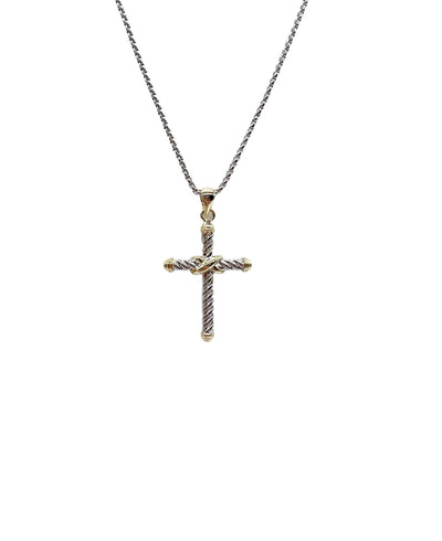 Twisted Two Tone Cross Necklace | Fruit of the Vine Boutique 