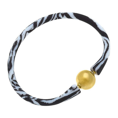 Zebra and gold bead bali bracelet